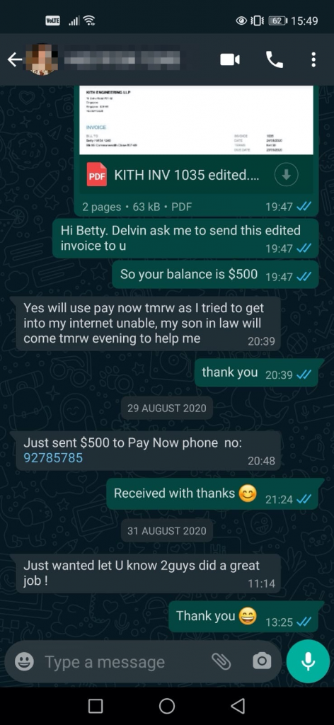 Published customer chat testimonial screenshot